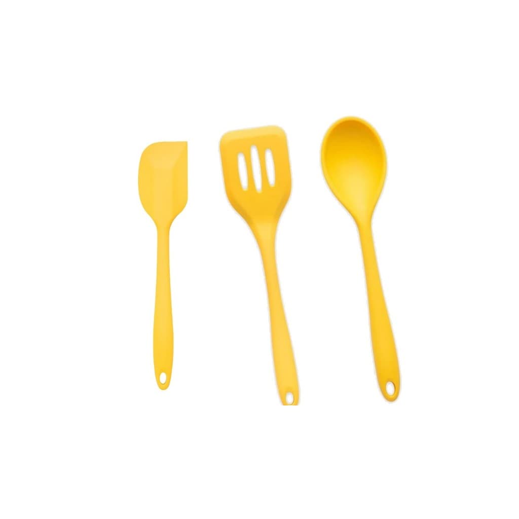 Kit 3 Utensílios de Silicone Maciço Premium 28cm – Espátula, Escumadeira e Colher Antiaderente – Cores Modernas