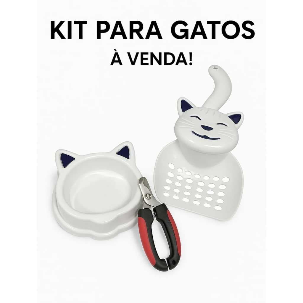 Kit para Gatos pote mais pazinha e Cortador de Unha