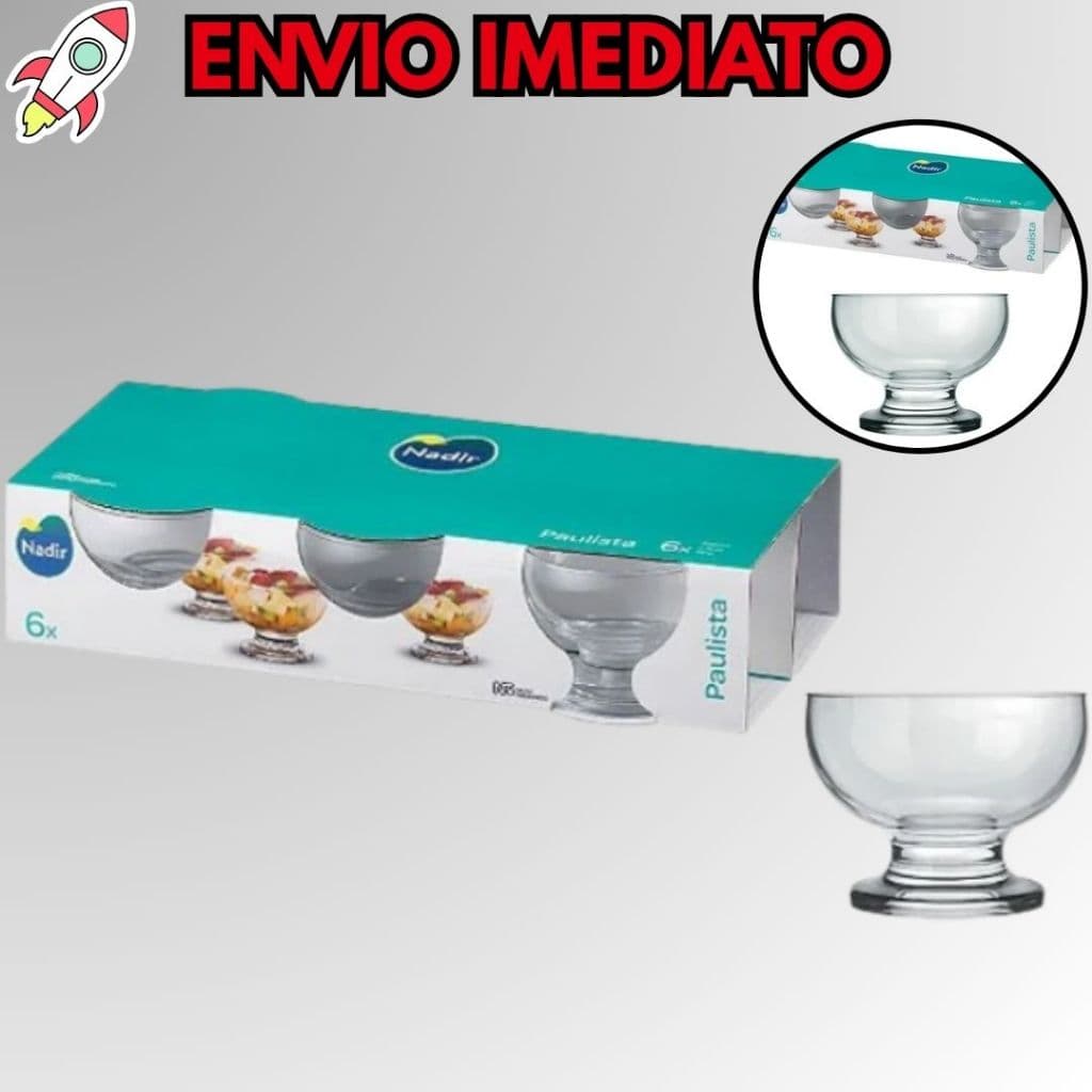 Jogo Taças De Sobremesa De Vidro Paulista 220ml Nadir Com 6 Peças