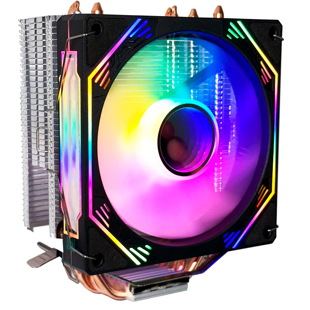 Cooler CPU 120mm RGB Intel AMD Xeon X99 X79 LGA 2011 v3 Preto Branco Efeito 3D Heatpipes em Cobre
