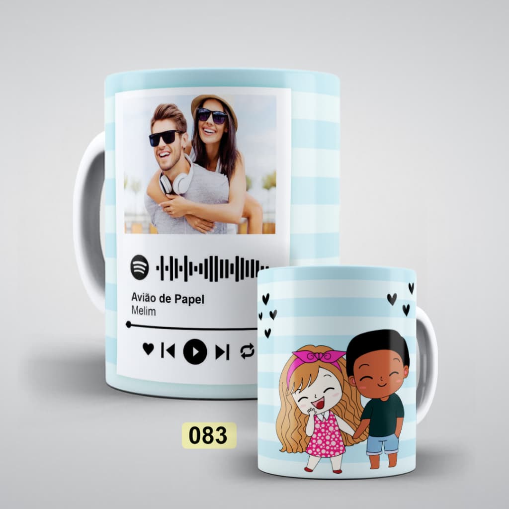 Caneca de porcelana SPOTIFY COM FOTO NAMORADA NAMORADO GIRLFRIEND BOYFRIEND