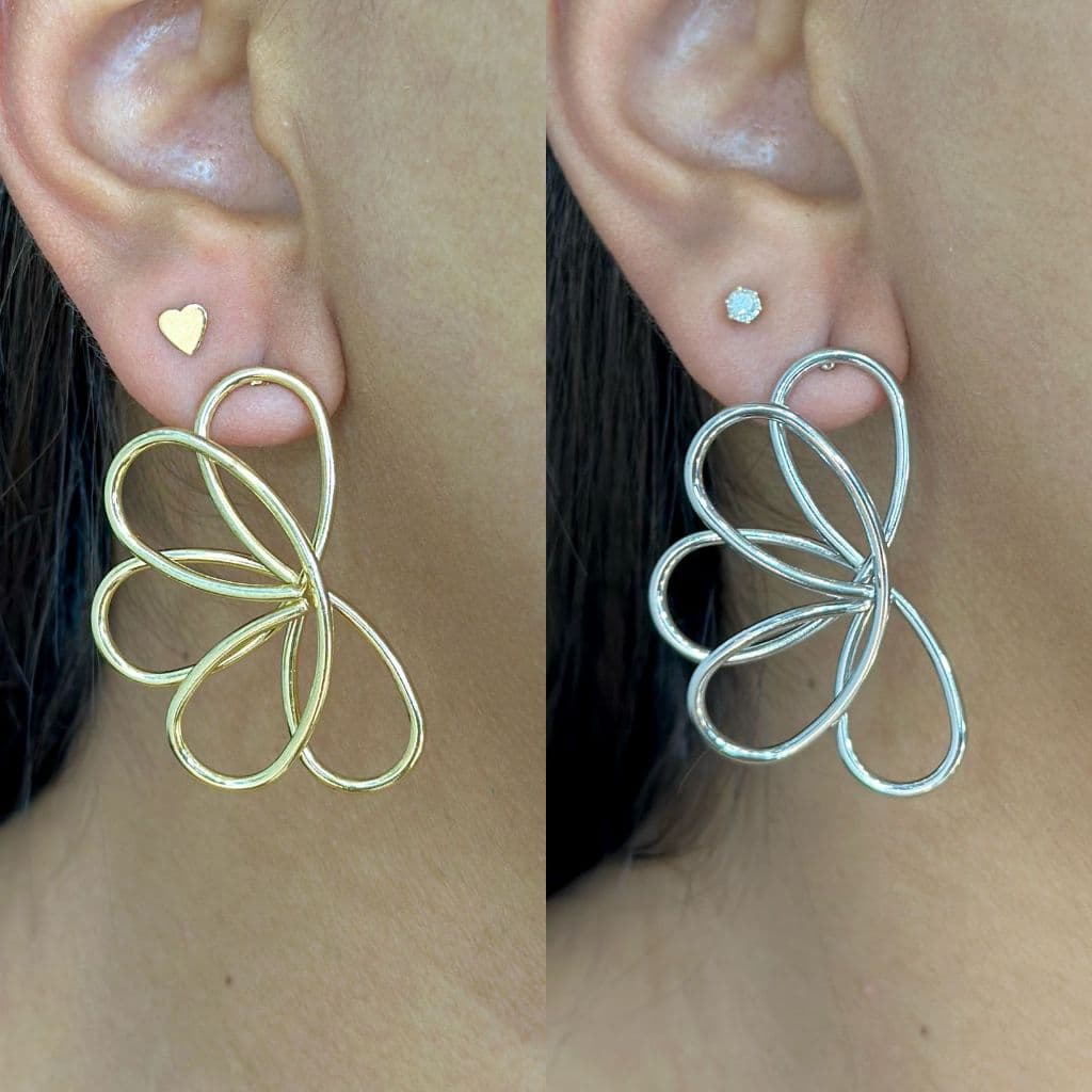 Brincos da moda - Pétala de Flor dourado ou prateado - com garantia