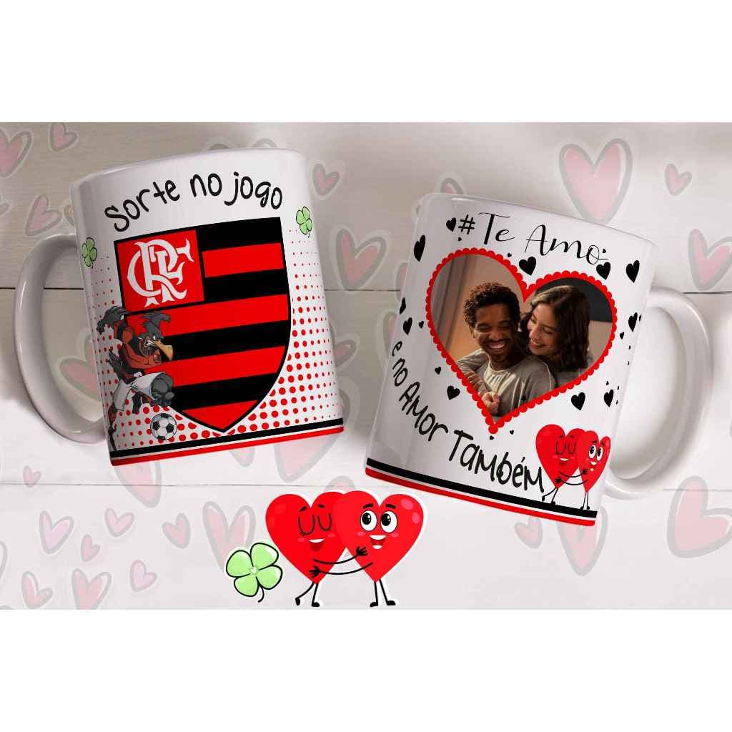 Caneca sorte no jogo e no amor com foto do casal personalizada