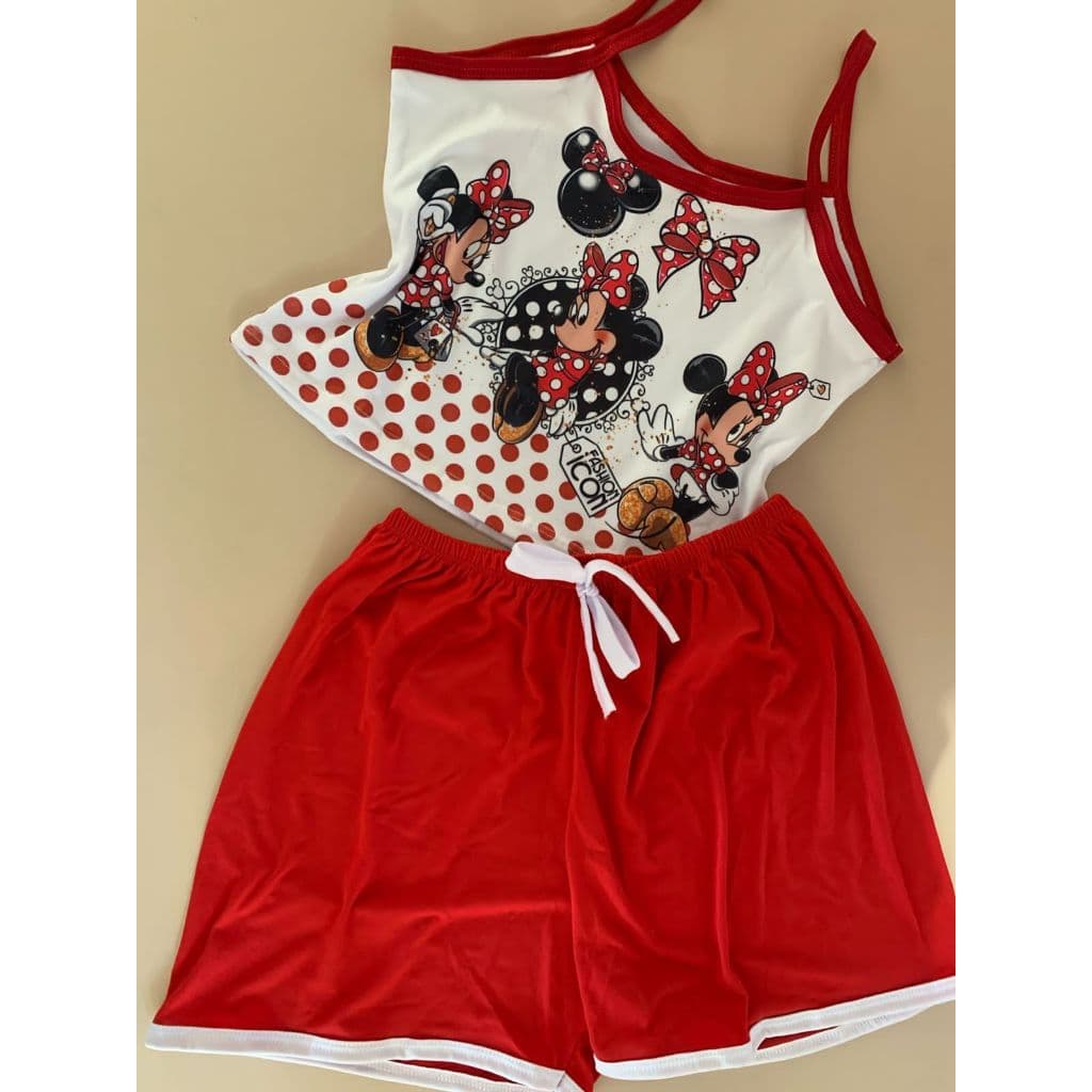 Kit 2 Baby Doll Pijama Feminino Verão Personagens Alcinha Conjunto de Dormir