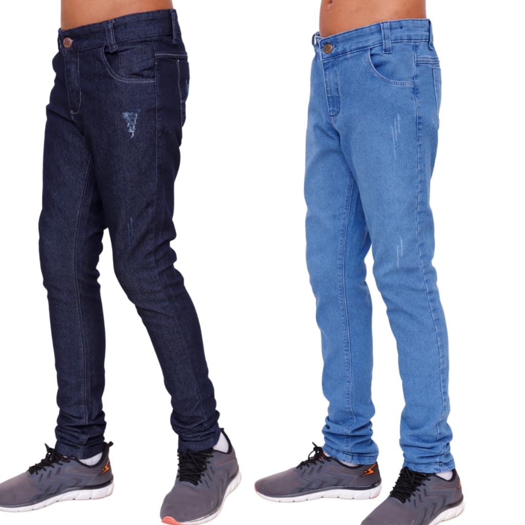 Kit 2 calça jeans masculina infantil juvenil do 10 ao 16