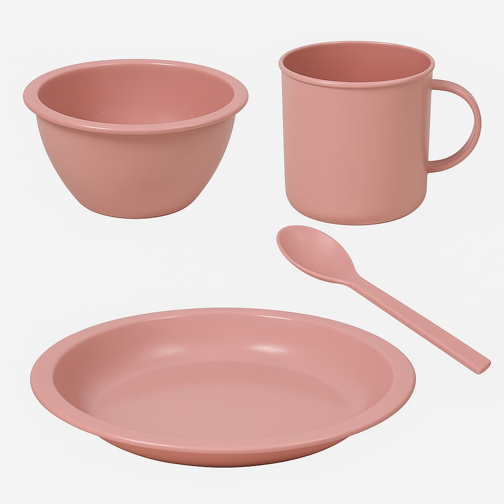 Kit Refeição Infantil 4x1 Prato Copo Colher Tigela Colorido e Resistente BPA Free