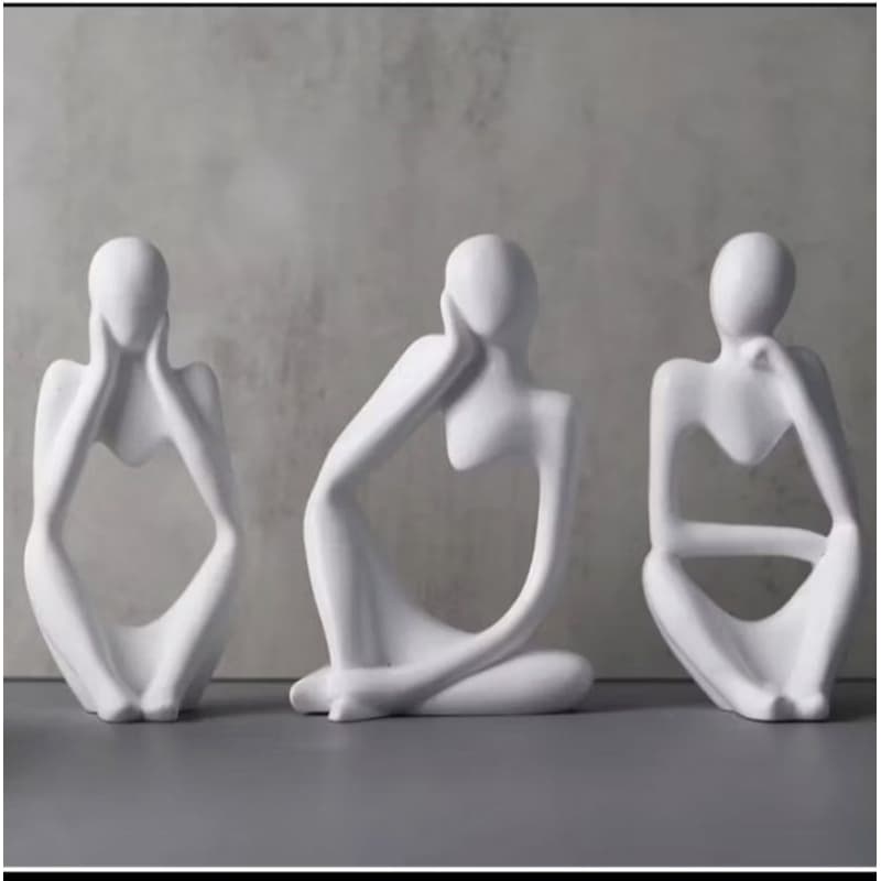 Kit Trio Estátuas Pensantes Cru Para Decoração Casa, Sala