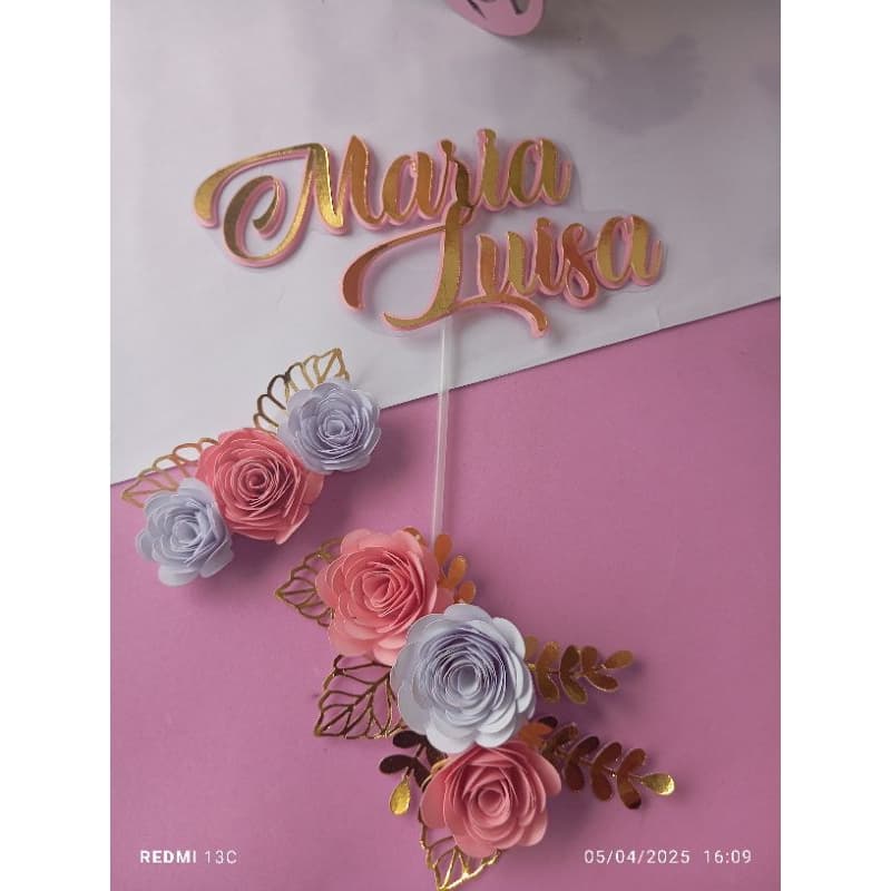 topo de bolo/ topo de bolo com nome/topo de bolo parabéns com flores/topo de bolo rosa