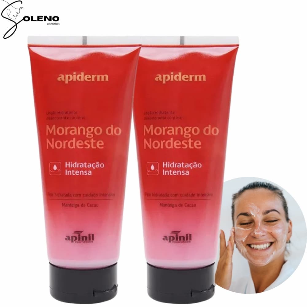 Apinil Morango do Nordeste Kit com 2 Cremes Corporais 190g com Aroma Envolvente