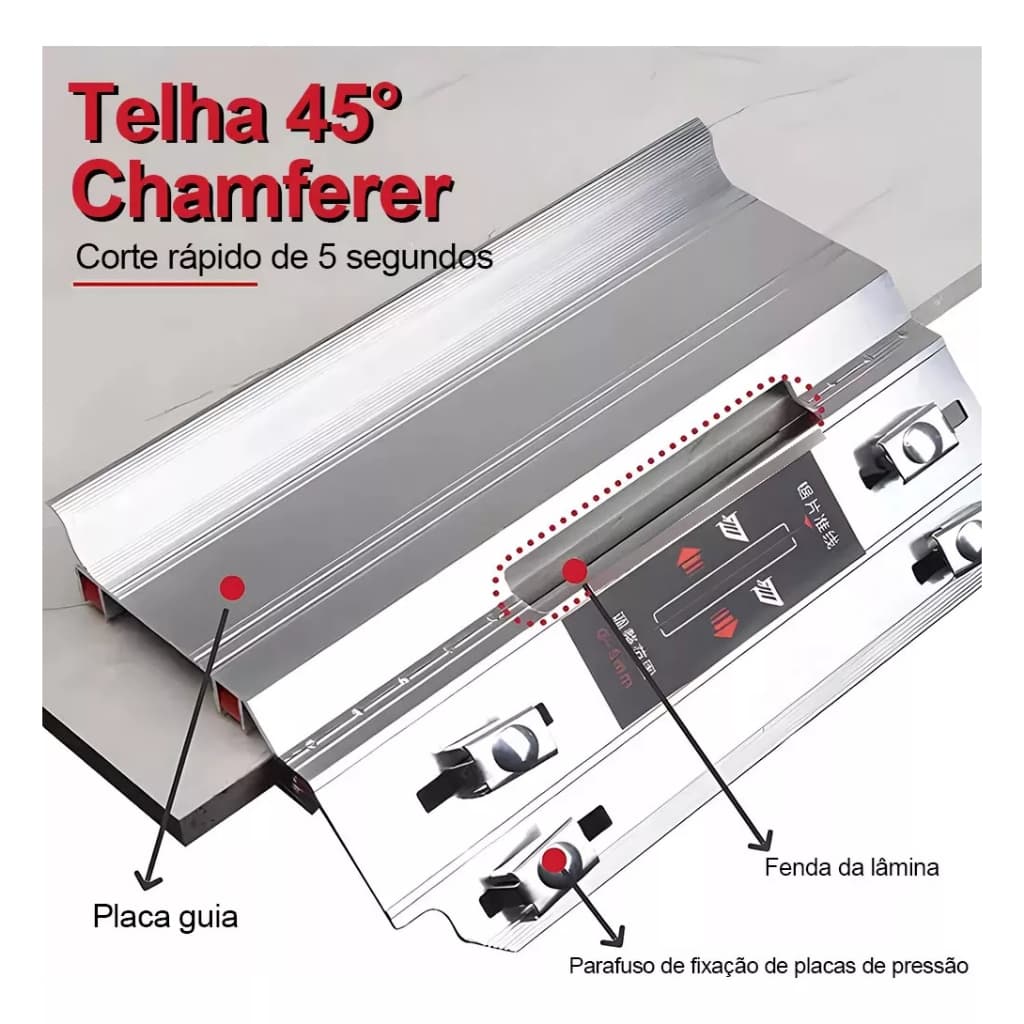 Guia Corte 45° Graus Meia Esquadria Chanfro Serra Mármore Circular Base Suporte Trilho Gabarito Porcelanato Pisos
