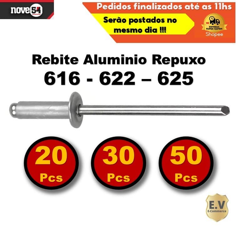 Rebite Repuxo Pop Alumínio Reparos 616 - 622 - 625 Kit a partir 20 Pçs