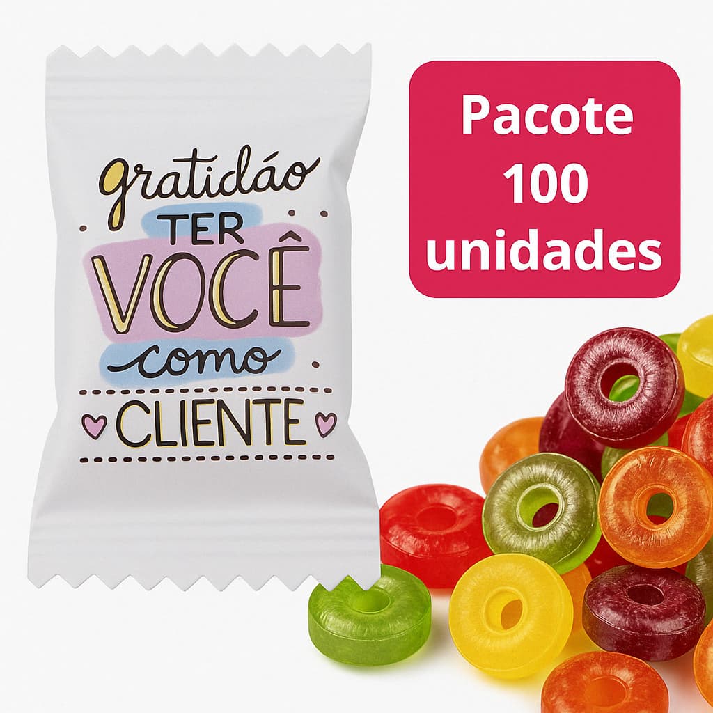 Bala Personalizada  Mino Cliente Gratidão Brinde