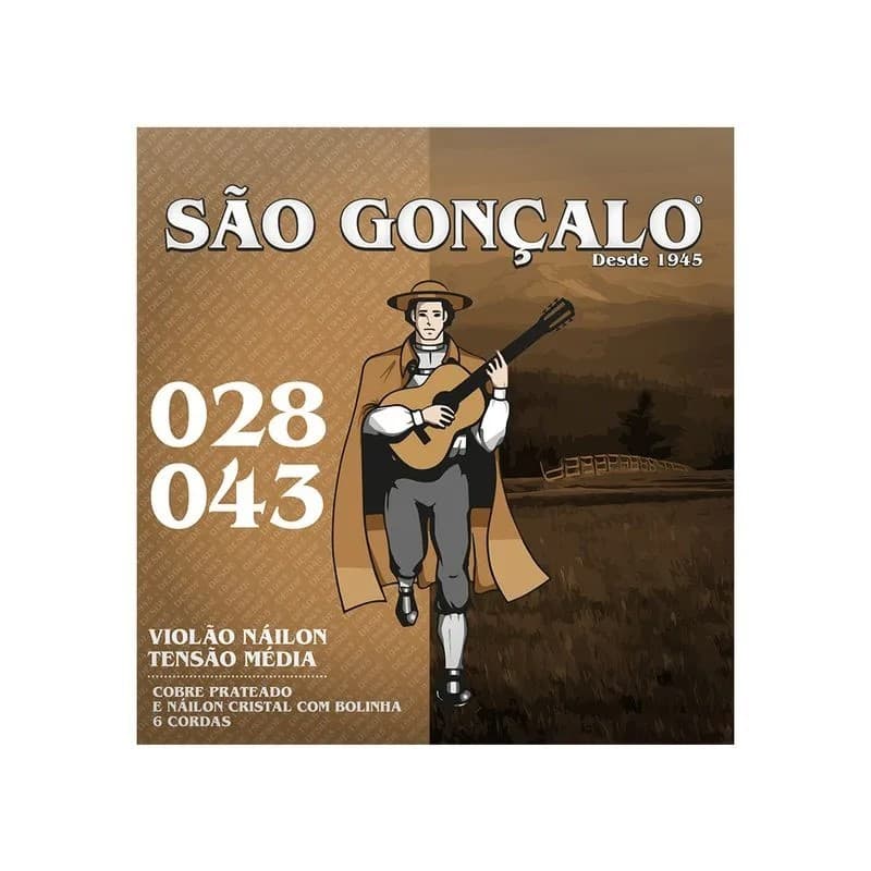ENCORDOAMENTO VIOLÃO CLÁSSICO NYLON CRISTAL CORDAS SÃO GONÇALO COM BOLINHA JOGO COMPLETO