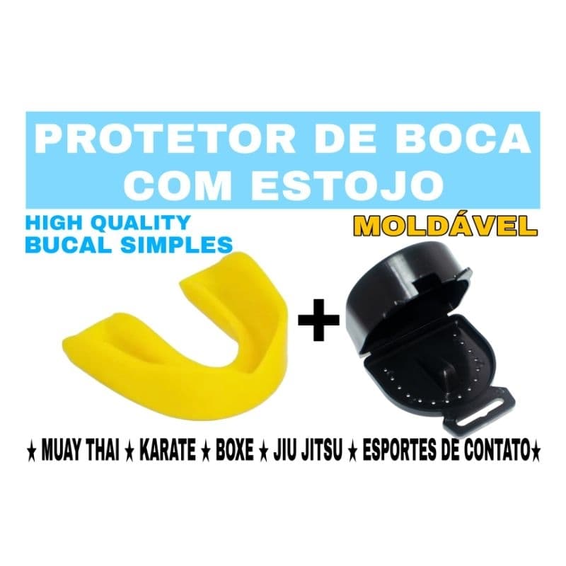 PROTETOR PROFISSIONAL AMARELO com Estojo - MMA, MUAY THAI, BOXE, KARATE, BJJ TAEKWONDO COM CAIXINHA