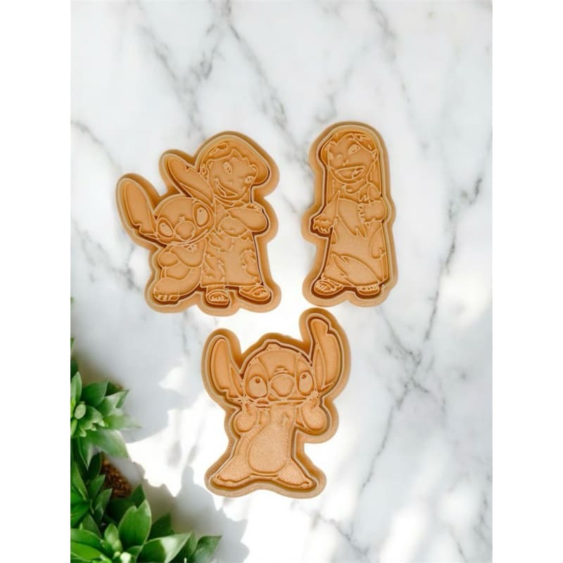 Kit 3 Cortador Marcador Lilo e Stitch Desenho Filme Infantil Cookie Americana