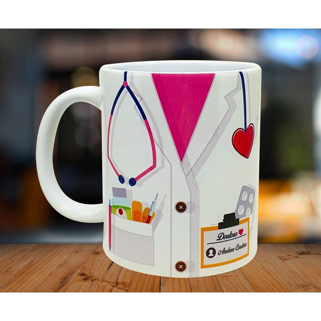 Caneca Branca Personalizado Jaleco Doutora Cirurgiã Médica