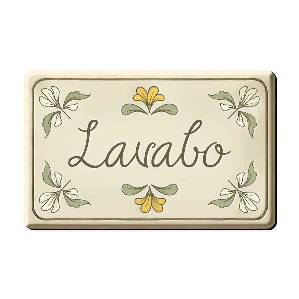 Placa Decorativa Em MDF Adesivado - Lavabo Banheiro Porta Vintage Antigo Azulejo Estilo Colonial