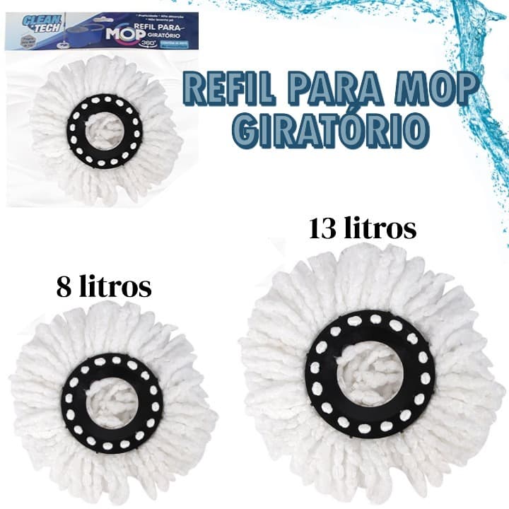 Refil para mop Giratório 13 Litros limpeza,pratico e eficiente 8 litros