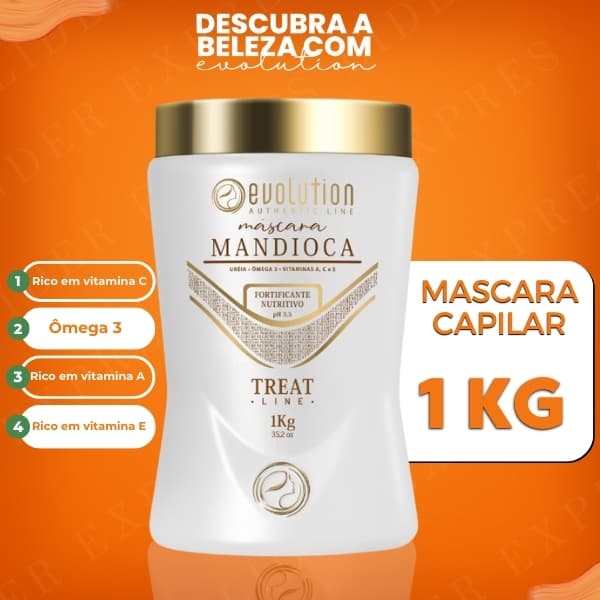 1Kilo de Máscara Tratamento Capilar Hidratação Profunda Ômega 3 Extrato de Mandioca Collagen Profissional - ENVIO IMEDIA
