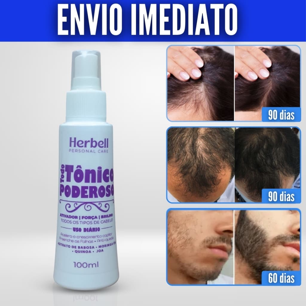 Tonico Capilar Herbell Multifuncional para Cabelo, Barba e Sobrancelhas - ORIGINAL - ENVIO IMEDIATO