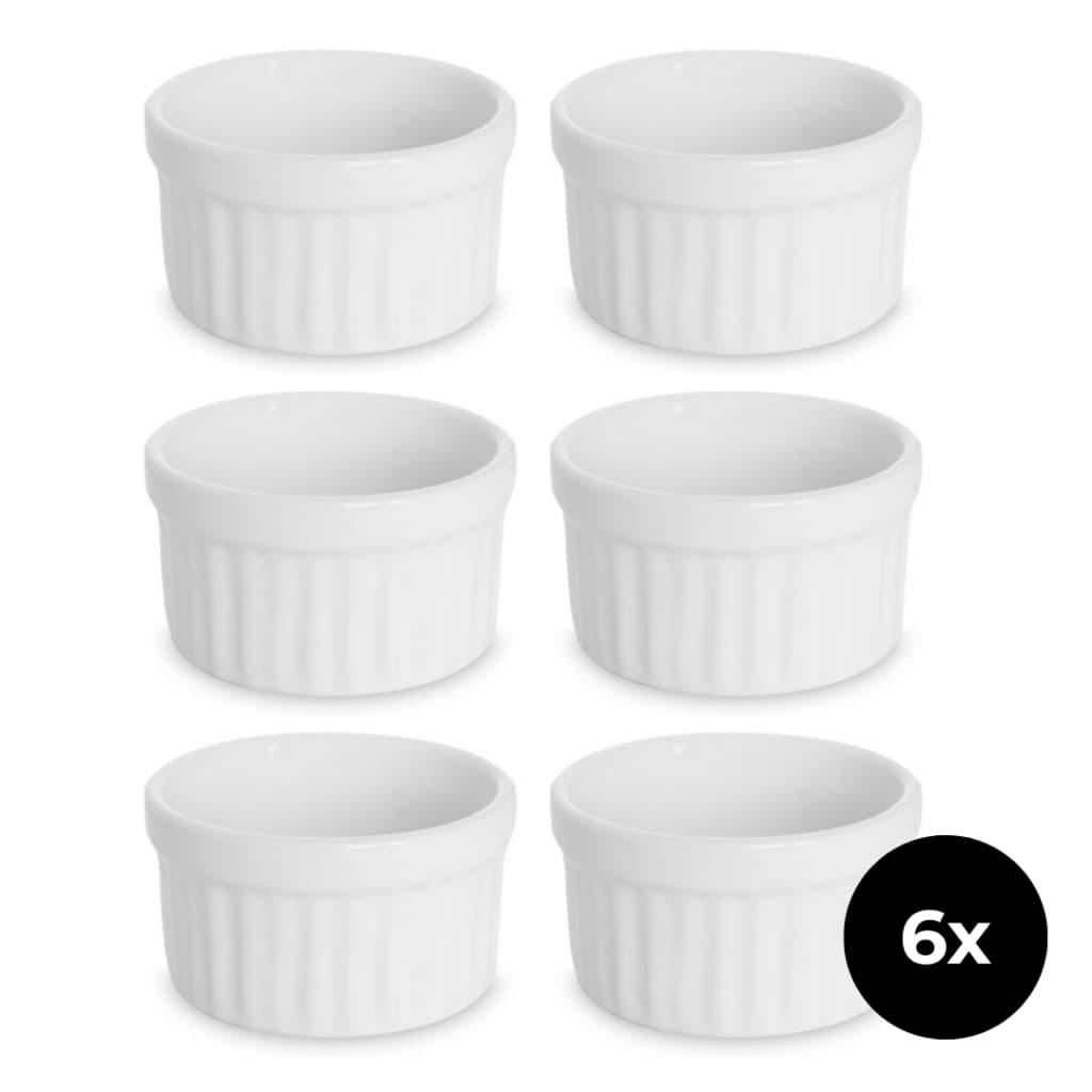 Kit 6 Ramequin Creme Brulee Ramekin 100ml Porcelana Gourmet Molhos Forno Gratinado Premium