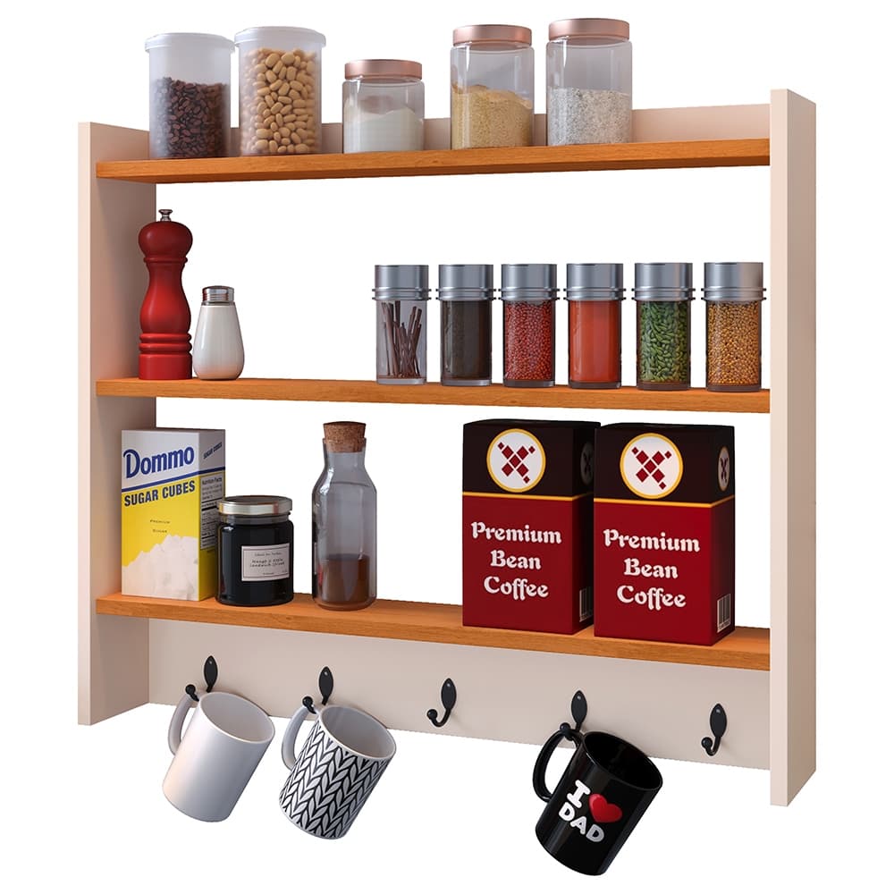 Armário Suspenso Suporte Xícaras Nicho Organizador Decoração Cozinha Acessório cantinho de café