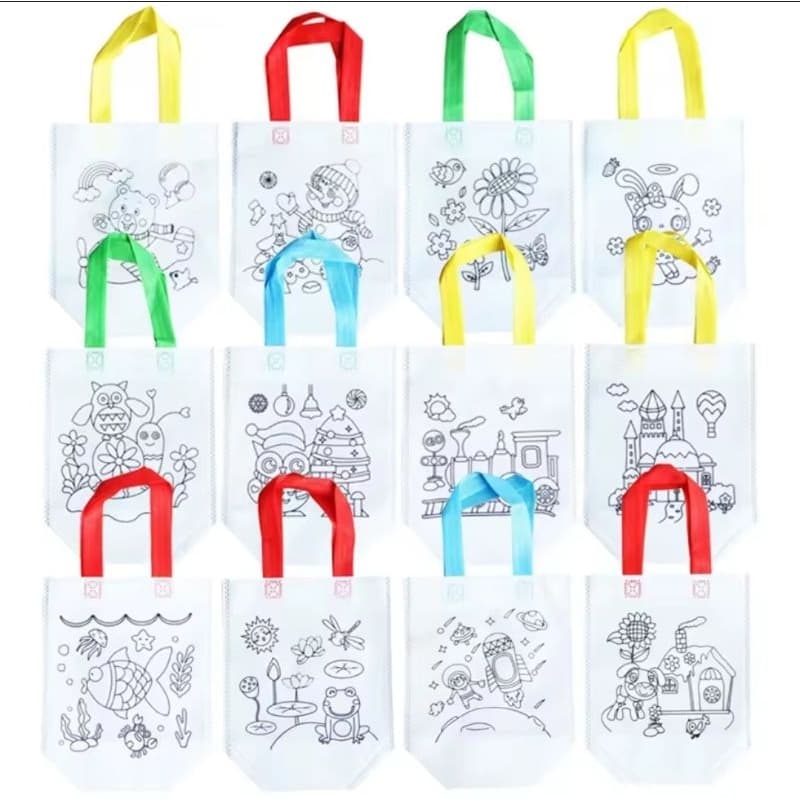 kit 5,10,20 Sacolas TNT para colorir, ideal para lembrancinhas, atividades escolares