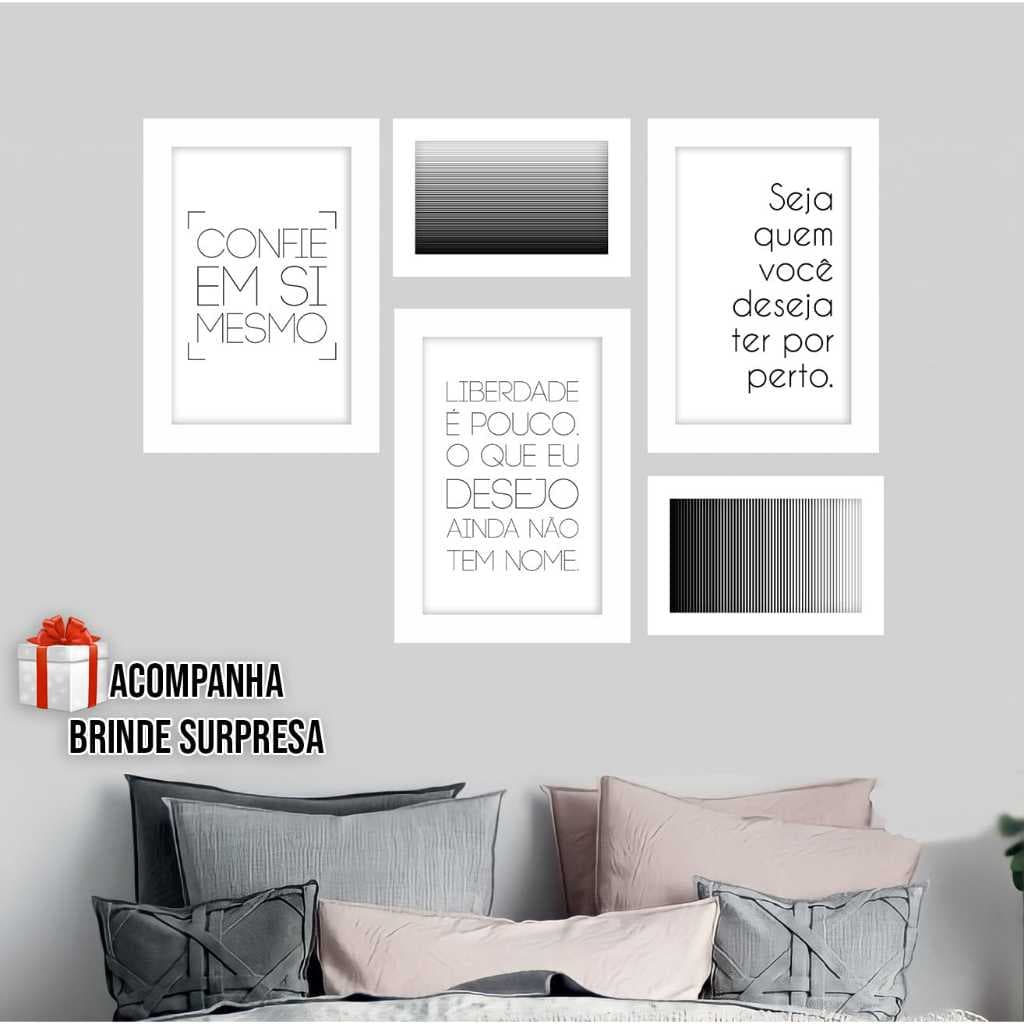 Kit 5 Quadros decorativos confie em si mesmo decoração