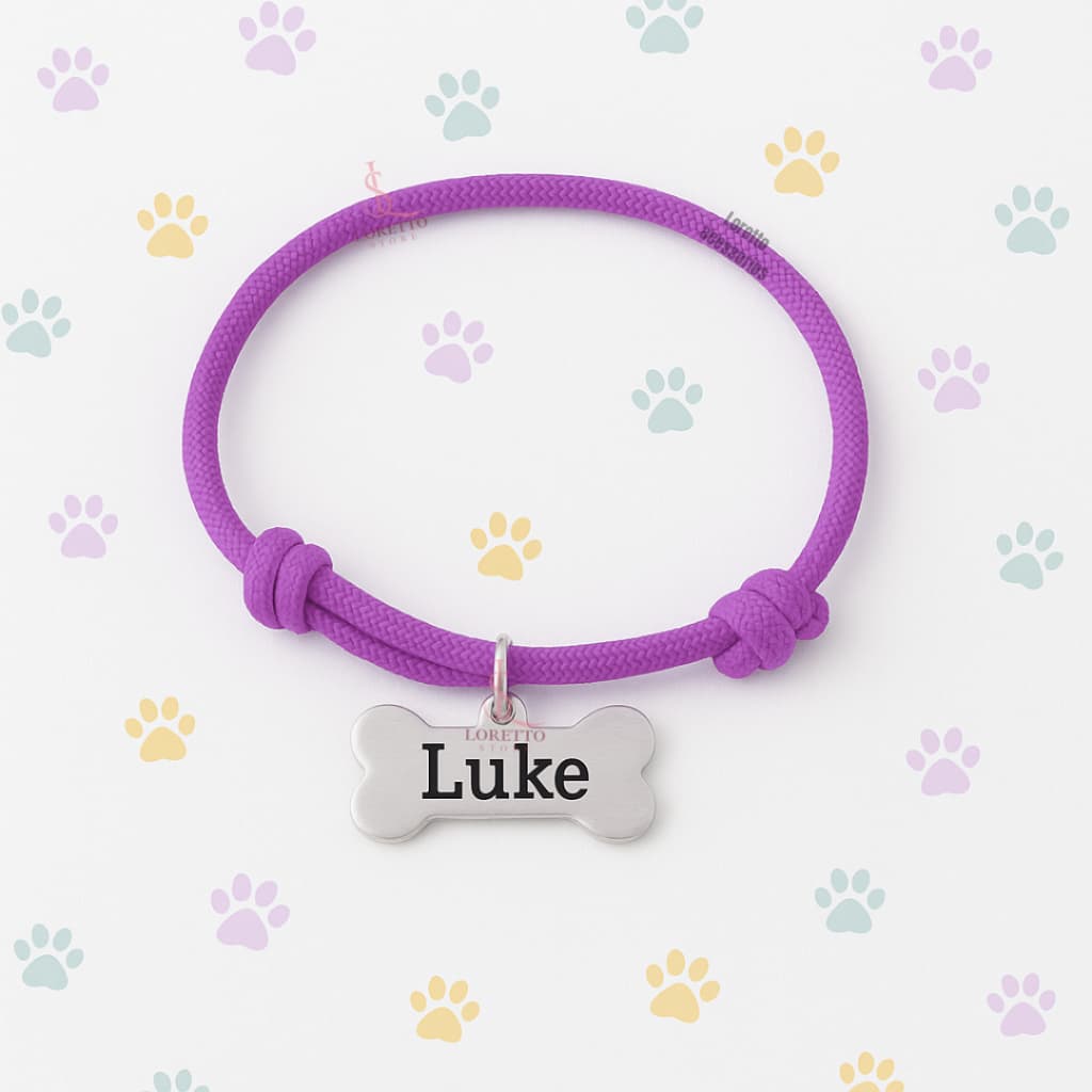 Coleira personalizada trançada com plaquinha de identificação para cachorro e gato B9