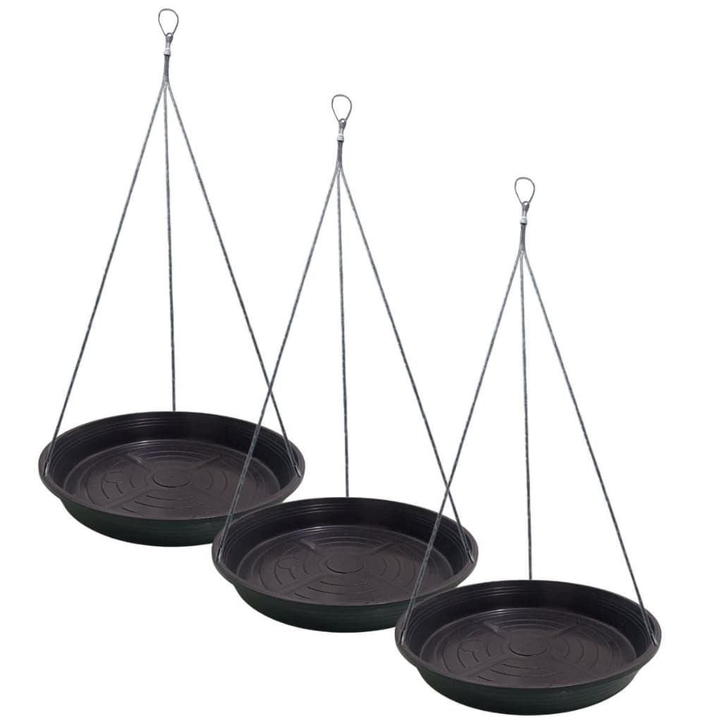Kit 3 Suporte Suspenso P/ Pendurar Vaso E Planta Grande - Prato De Plástico 26 cm + Cabo de Aço Pendente de Vasos 64cm