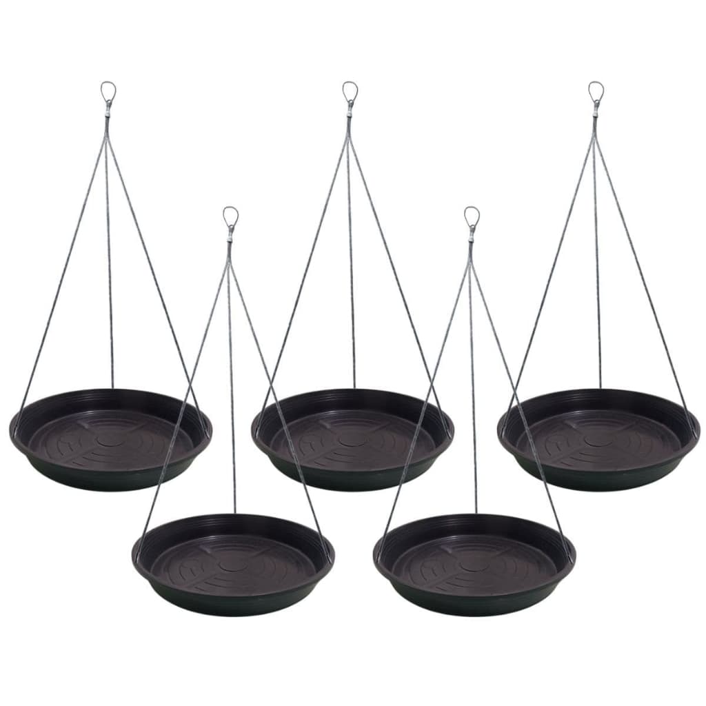 Kit 6 Suporte Suspenso P/ Pendurar Vaso E Planta Grande - Prato De Plástico 26 cm + Cabo de Aço Pendente de Vasos 64cm