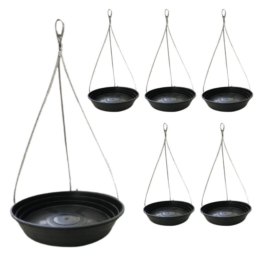 12 Suporte P/ Pendurar Vaso E Planta Suspenso Parede e Teto Prato De Plástico 17 cm + Cabo de Aço de Pendurar Vaso 40cm
