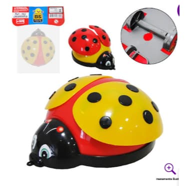 Brinquedo Interativo Joaninha para Bebês e Crianças, Movimento das Asinhas Batem ao Empurrar