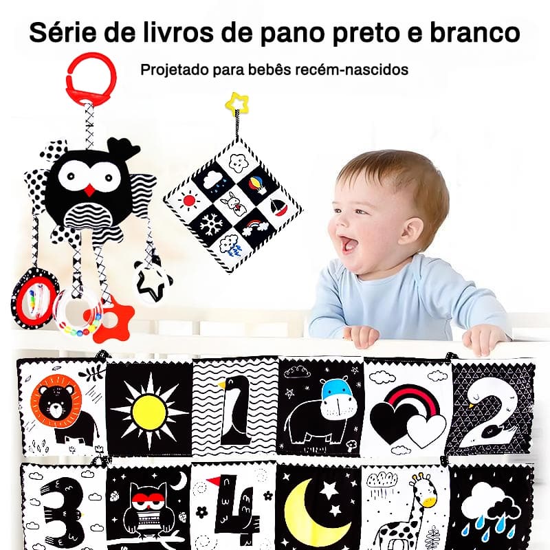 【BR local】Livro De Pano Macio Para Bebês Enfeite Para Carrinho Alto Contraste Sensorial Brinquedos
