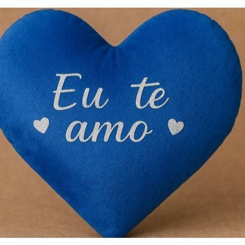 Almofada Coração Azul "Eu Te Amo" – Presente Romântico 23x21