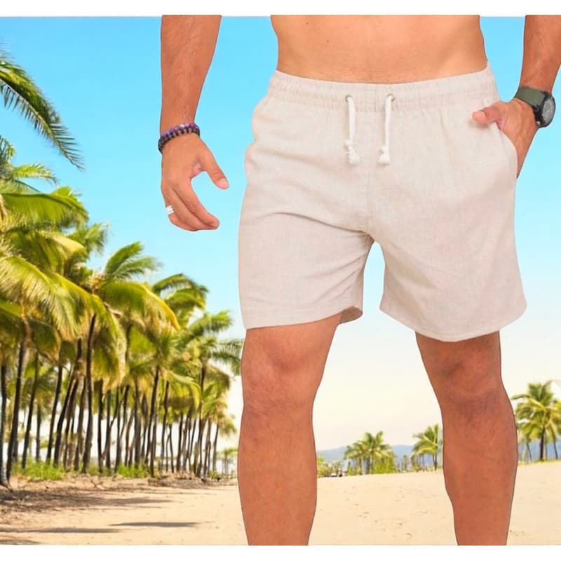 Bermuda Casual Linho Masculina Moda Verão Praia  Short Mauricinho Unissex Férias Tecido Leve Várias Cores