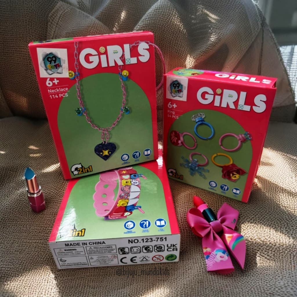 Kit Pulseira infantil meninas, Colar ou Anel de montar Acessórios Menina Brinquedo Blogueirinha