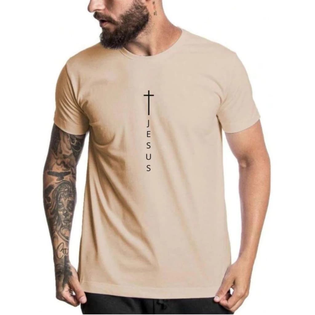 Camiseta Masculina Unissex Jesus Cristo Cruz Evangélica 100% Algodão Malha 30.1Camisa Blusa