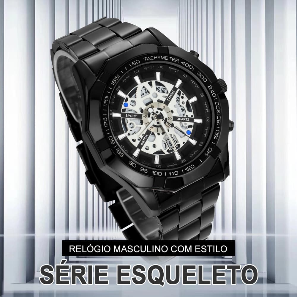 TIMMI Relógio Masculino Com Pulseira De Aço Inoxidável Negócios luxuosos Relógio prova Luxo Em Quartzo 9096