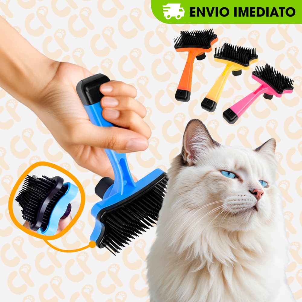 Escova Rasqueadeira Removedora de Pelos Autolimpante para Cães e Gatos