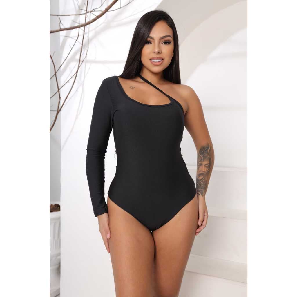Body Feminino Mula Manga Com Alça Fina Y MangaA Cumprida suplex com bojo