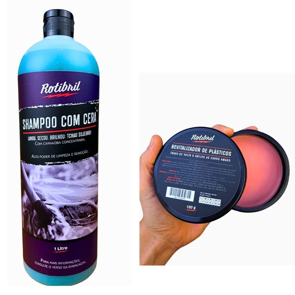 Kit Shampoo com Cera e Revitalizar Restaurador de Plástico Externo Rotibril