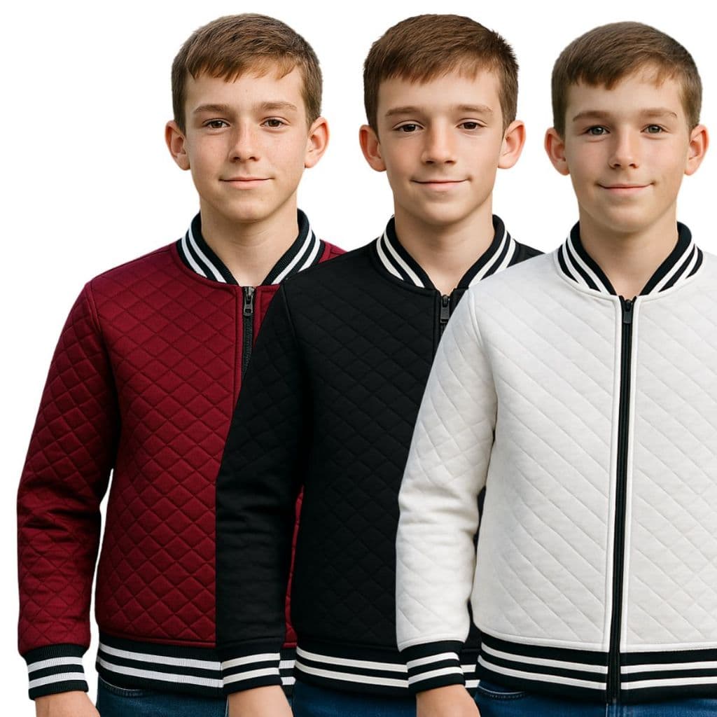 Jaqueta Masculina Bomber Inverno Leve Matelassê Casual Frio Com Zíper Infantil Juvenil Tamanhos 02 ao 16