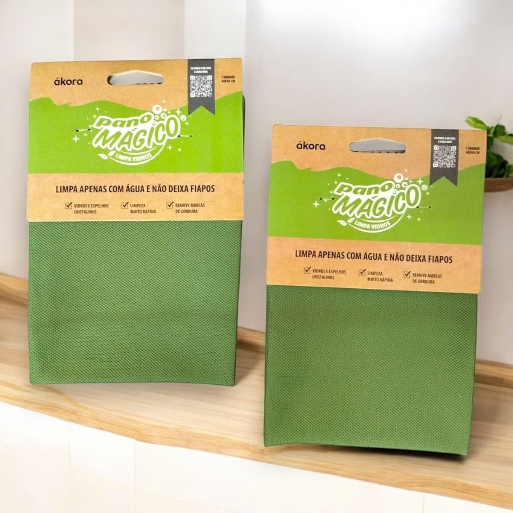Kit com 2 panos mágicos limpa vidros Akora