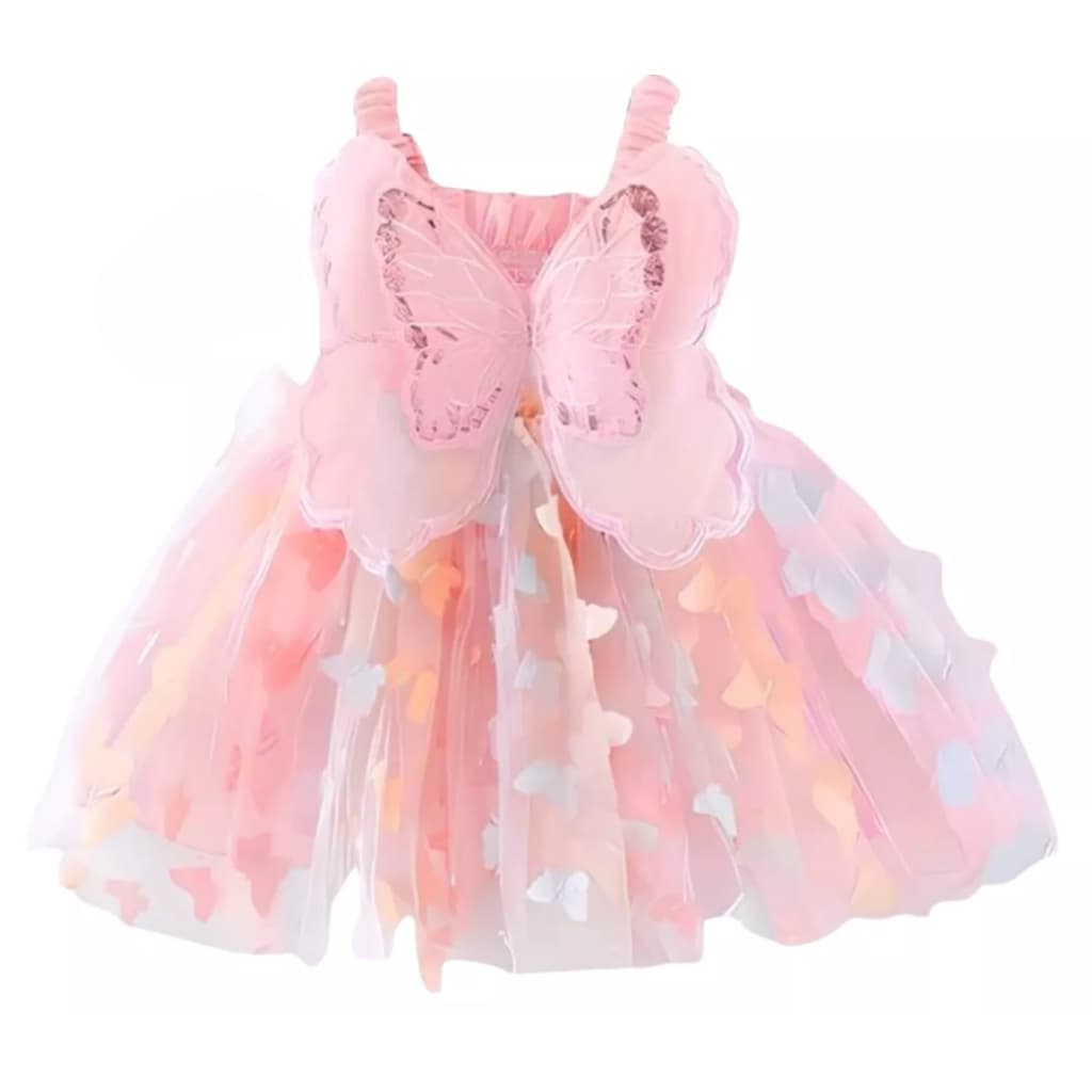 Vestido Infantil Tule Borboleta Aniversário Jardim Encantado