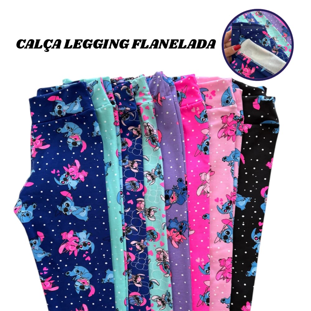 Calça Legging Flanelada Inverno Infantil Menina