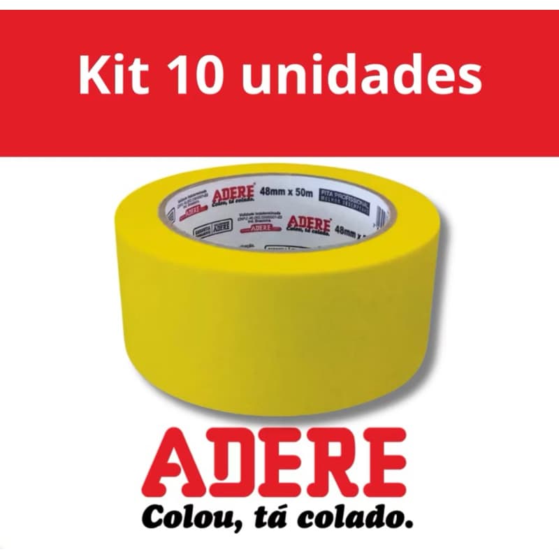Kit 10 Fitas Crepe Amarela Automotiva Adere 48x40
