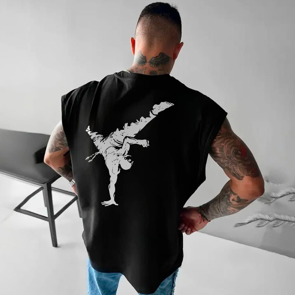 Camiseta Regata Machão Oversized Capoeira Brasil Arte Minimalista Arte Marcial Luta