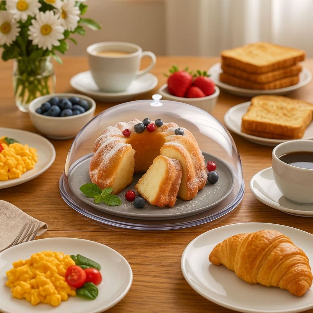 Tampa Cúpula Acrílica Transparente 23cm Para Alimentos Moderna E Elegante Mesa Posta Luxuosa