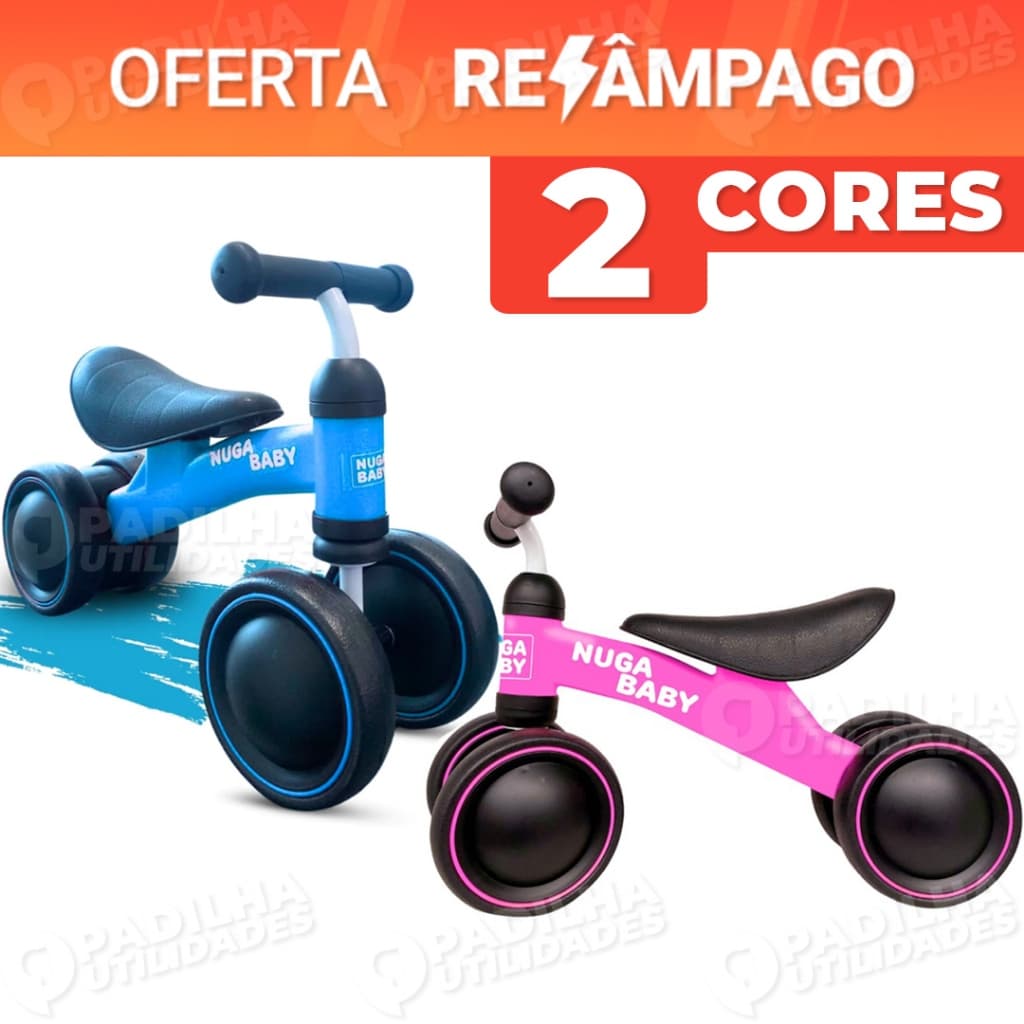 Bicicleta de Equilíbrio 4 Rodas Andador Infantil Sem Pedal Para Criança Nuga Baby